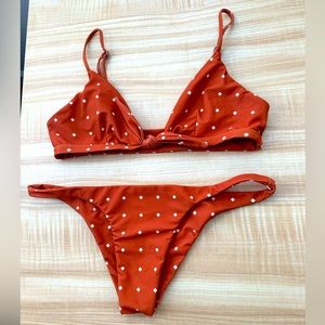 Faithfull the Brand orange polka dot bikini Size M
